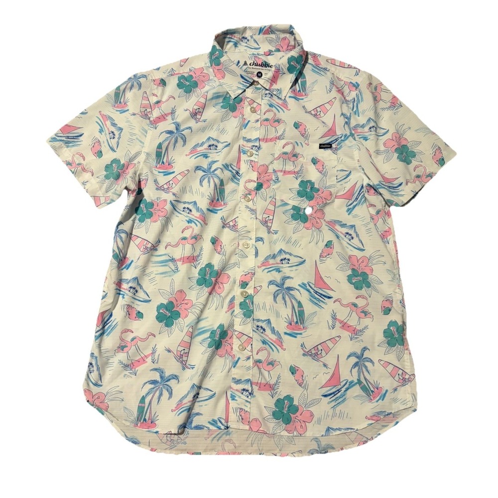 NWOT Chubbies Men's M The Year Round Summer Sunday Shirt Button Tropical Palm